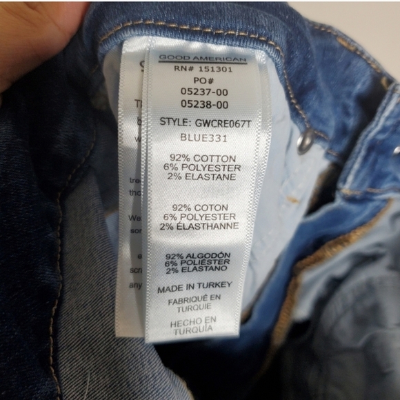 Good American Good Waist Crop Blue High Rise Distressed Skinny Jeans - Picture 11 of 11